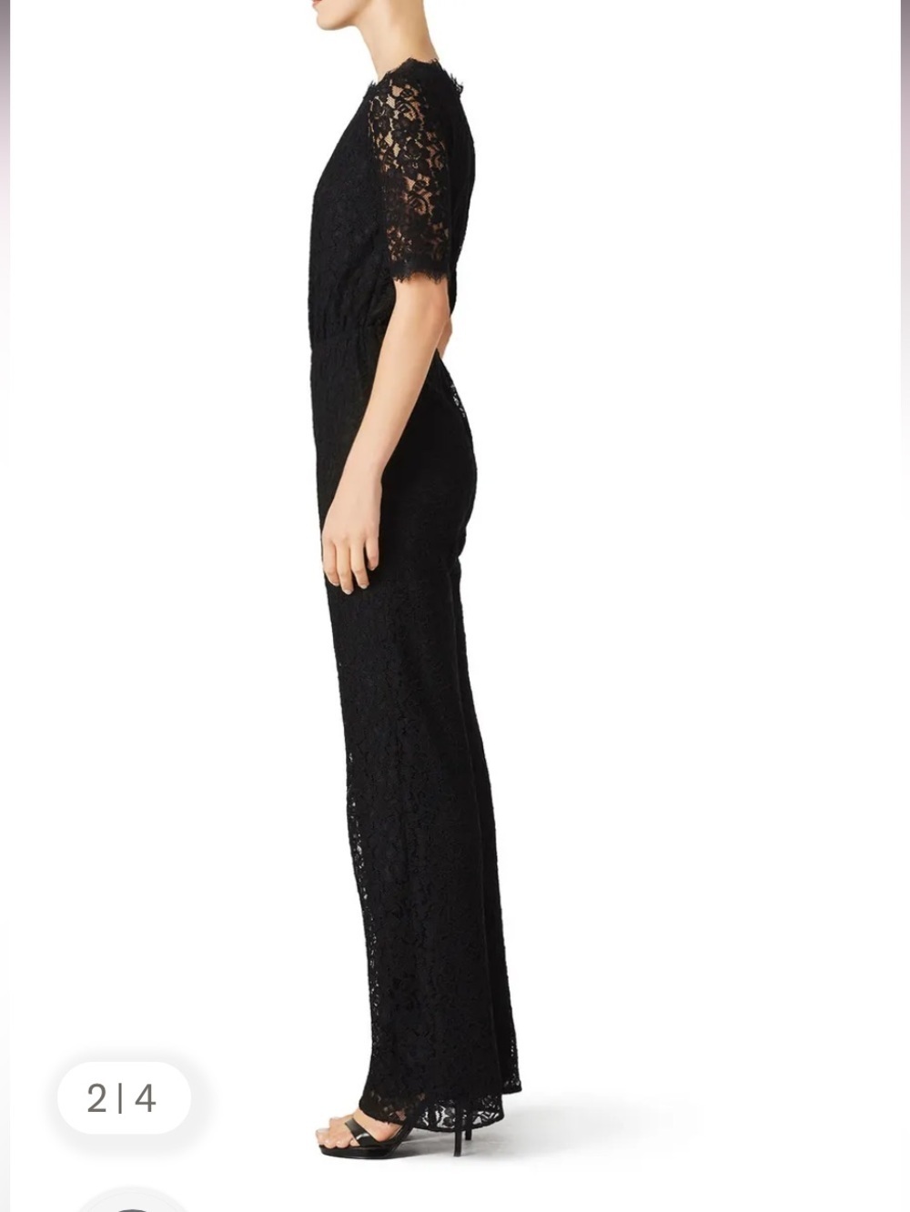 DVF Diane von Furstenberg Kendra Black Lace Jumpsuit Size 10 Party Luxury - Picture 2 of 15